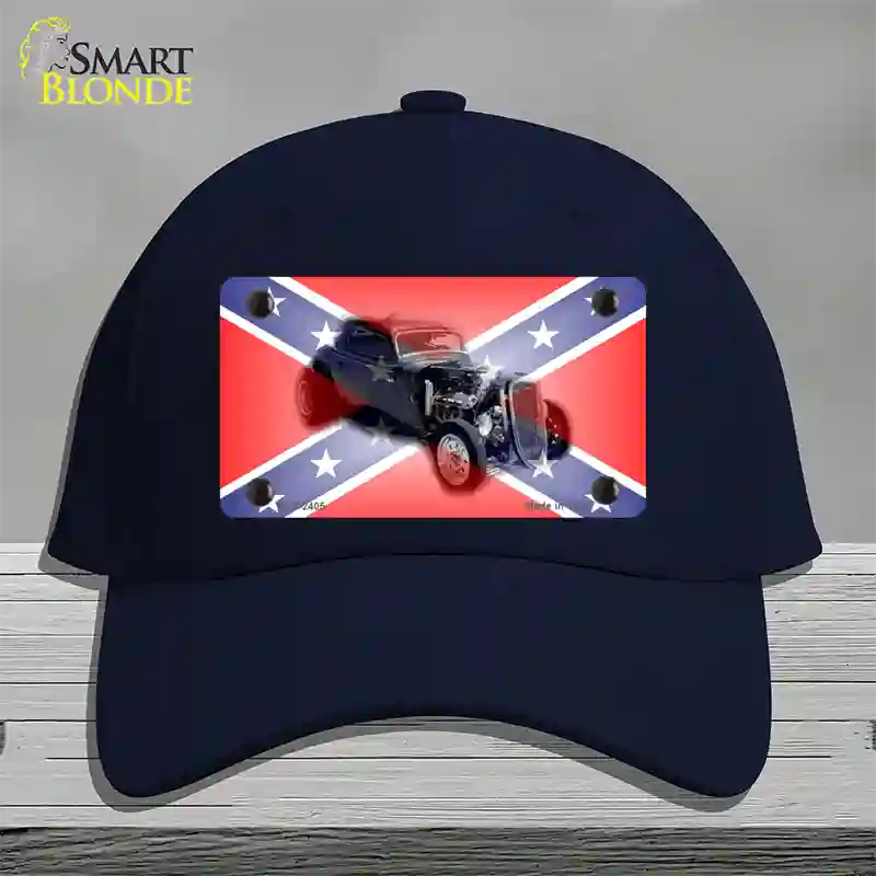 Confederate Flag Hot Rod Novelty License Plate Hat Cotton / Navy