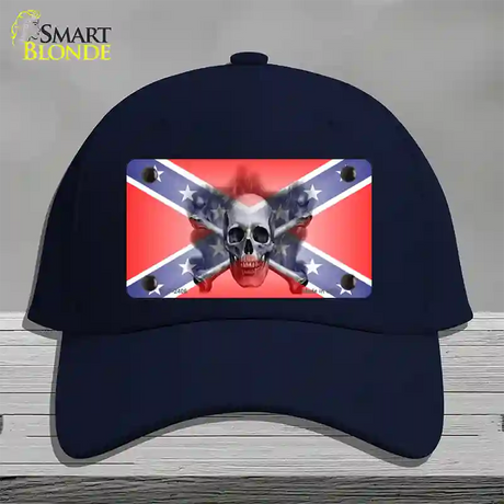 Confederate Flag Skull Novelty License Plate Hat Cotton / Navy