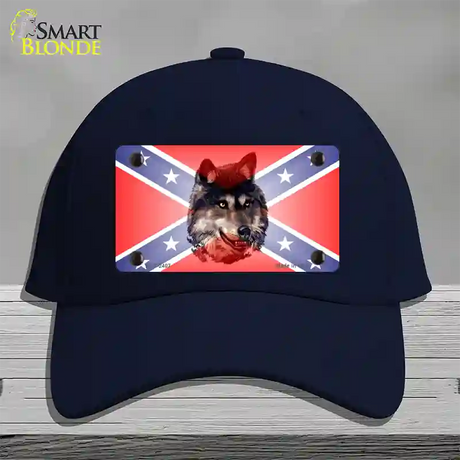 Confederate Flag Faded Wolf Novelty License Plate Hat Cotton / Navy