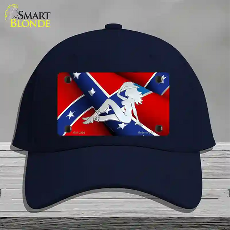 Rebel Flag Mudflap Cowgirl Novelty License Plate Hat Cotton / Navy