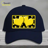 Yellow Black Polka Dot Yellow Center Hearts Novelty License Plate Hat Cotton / Navy