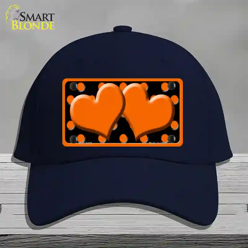 Orange Black Polka Dot Orange Center Hearts Novelty License Plate Hat Cotton / Navy