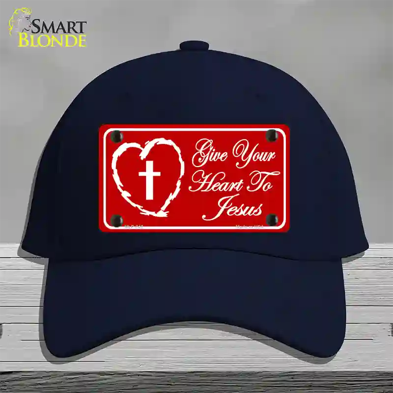 Give Your Heart To Jesus Novelty License Plate Hat Cotton / Navy