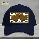 Brown White Polka Dot Brown Centered Hearts Novelty License Plate Hat Cotton / Navy