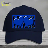 Blue Black Zebra Blue Centered Hearts Novelty License Plate Hat Cotton / Navy