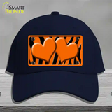 Orange Black Zebra Orange Centered Hearts Novelty License Plate Hat Cotton / Navy