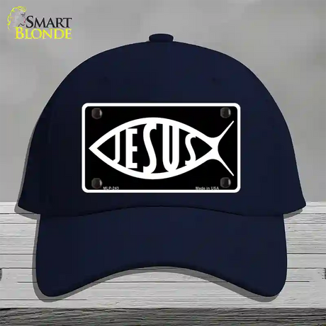 Jesus Fish Novelty License Plate Hat Cotton / Navy