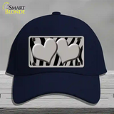 Grey Black Zebra Grey Centered Hearts Novelty License Plate Hat Cotton / Navy