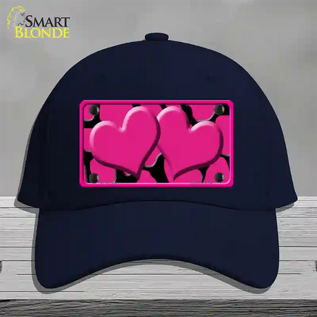 Pink Black Giraffe Pink Centered Hearts Novelty License Plate Hat Cotton / Navy