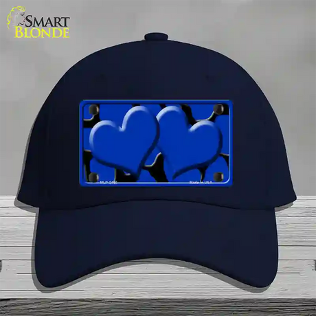 Blue Black Giraffe Blue Centered Hearts Novelty License Plate Hat Cotton / Navy