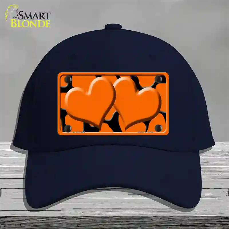 Orange Black Giraffe Orange Centered Hearts Novelty License Plate Hat Cotton / Navy