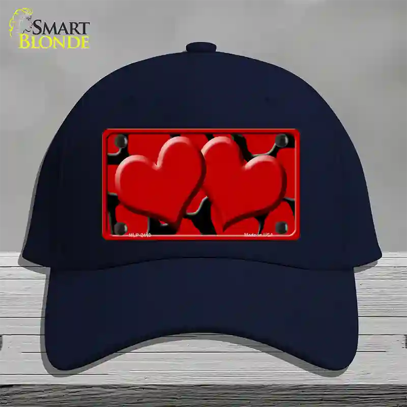 Red Black Giraffe Red Centered Hearts Novelty License Plate Hat Cotton / Navy