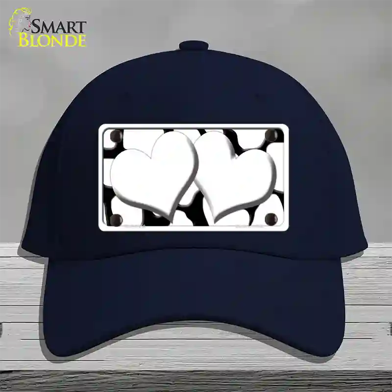 White Black Giraffe White Centered Hearts Novelty License Plate Hat Cotton / Navy