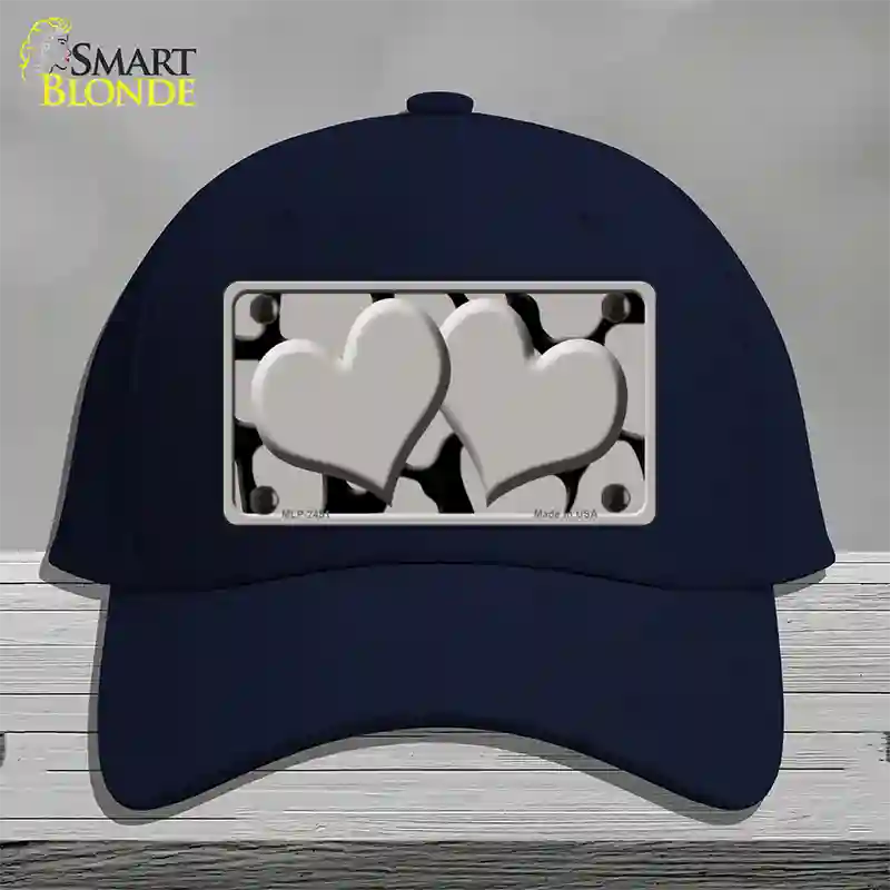 Grey Black Giraffe Grey Centered Hearts Novelty License Plate Hat Cotton / Navy