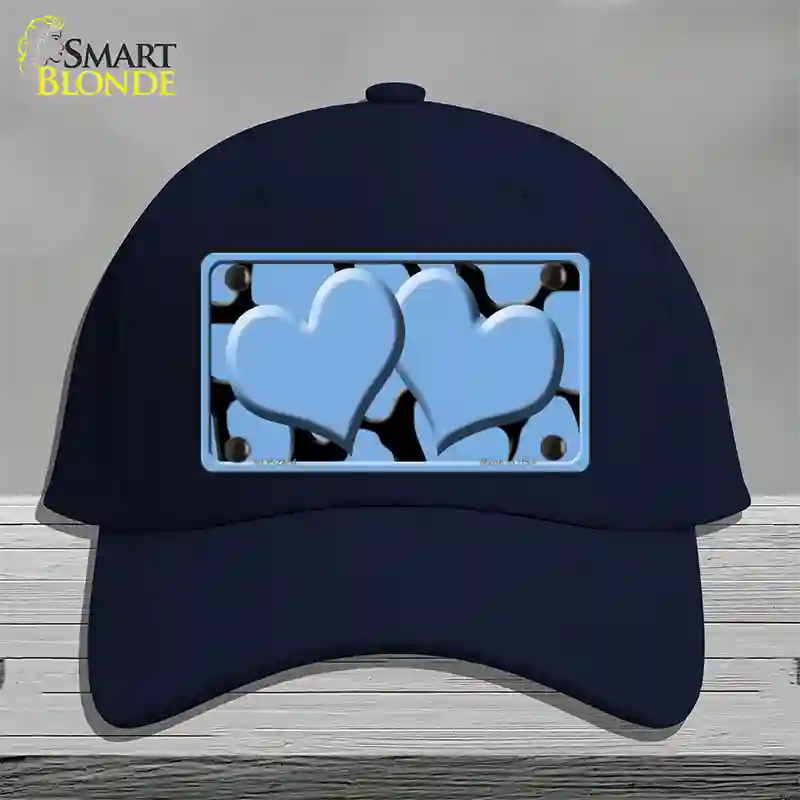 Light Blue Black Giraffe Light Blue Centered Hearts Novelty License Plate Hat Cotton / Navy