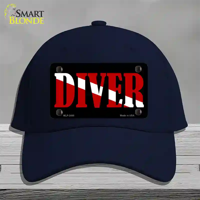 Scuba Diver Novelty License Plate Hat Cotton / Navy