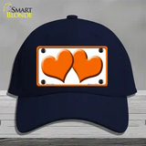 Solid Orange Centered Hearts White Novelty License Plate Hat Cotton / Navy