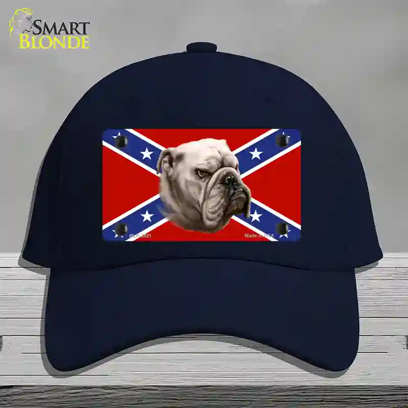 Confederate Flag Bulldog Novelty License Plate Hat Cotton / Navy