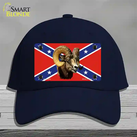 Confederate Flag Ram Novelty License Plate Hat Cotton / Navy