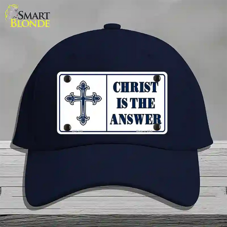 Christ Is The Answer Novelty License Plate Hat Cotton / Navy