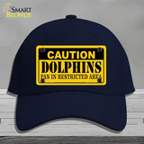 Caution Dolphins Novelty License Plate Hat Cotton / Navy