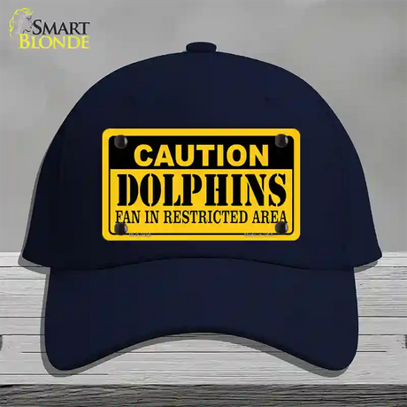 Caution Dolphins Novelty License Plate Hat Cotton / Navy