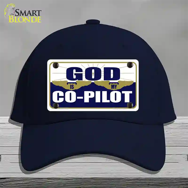 God Is My Co-Pilot Novelty License Plate Hat Cotton / Navy