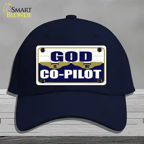 God Is My Co-Pilot Novelty License Plate Hat Cotton / Navy