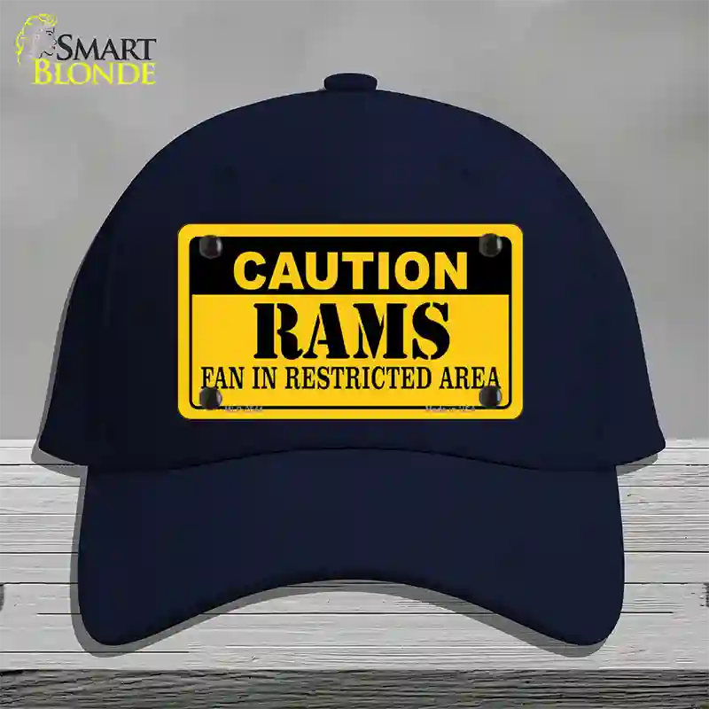 Caution Rams Novelty License Plate Hat Cotton / Navy