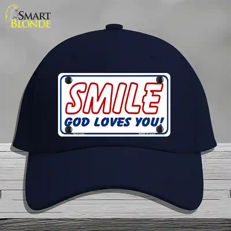 Smile God Loves You Novelty License Plate Hat Cotton / Navy