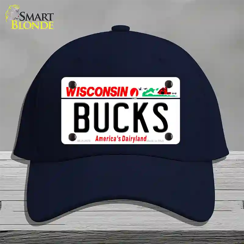 Bucks Wisconsin State Novelty License Plate Hat Cotton / Navy