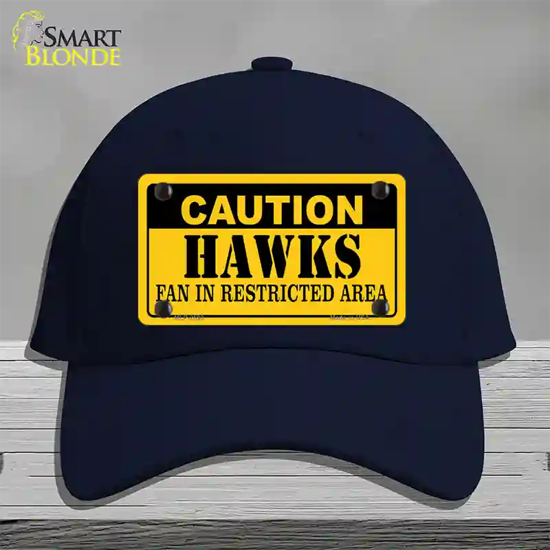 Caution Hawks Fan Novelty License Plate Hat Cotton / Navy