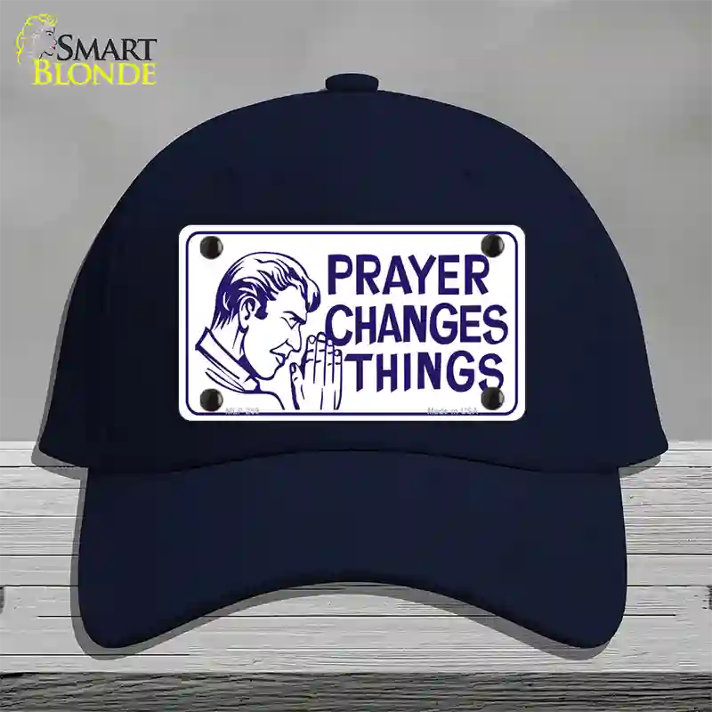 Prayer Changes Things Novelty License Plate Hat Cotton / Navy