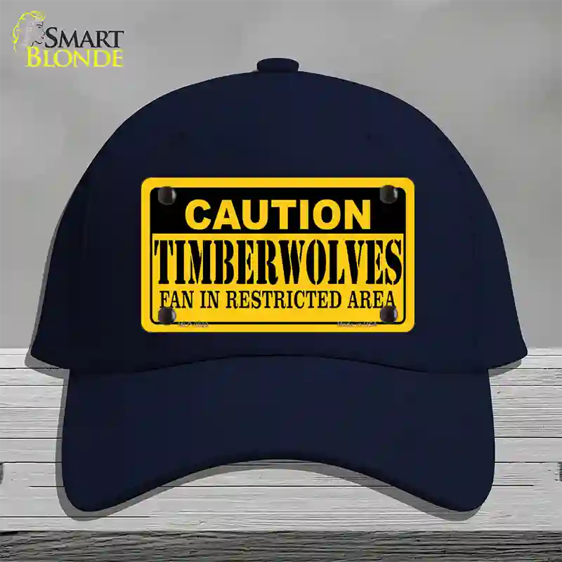 Caution Timberwolves Fan Novelty License Plate Hat Cotton / Navy