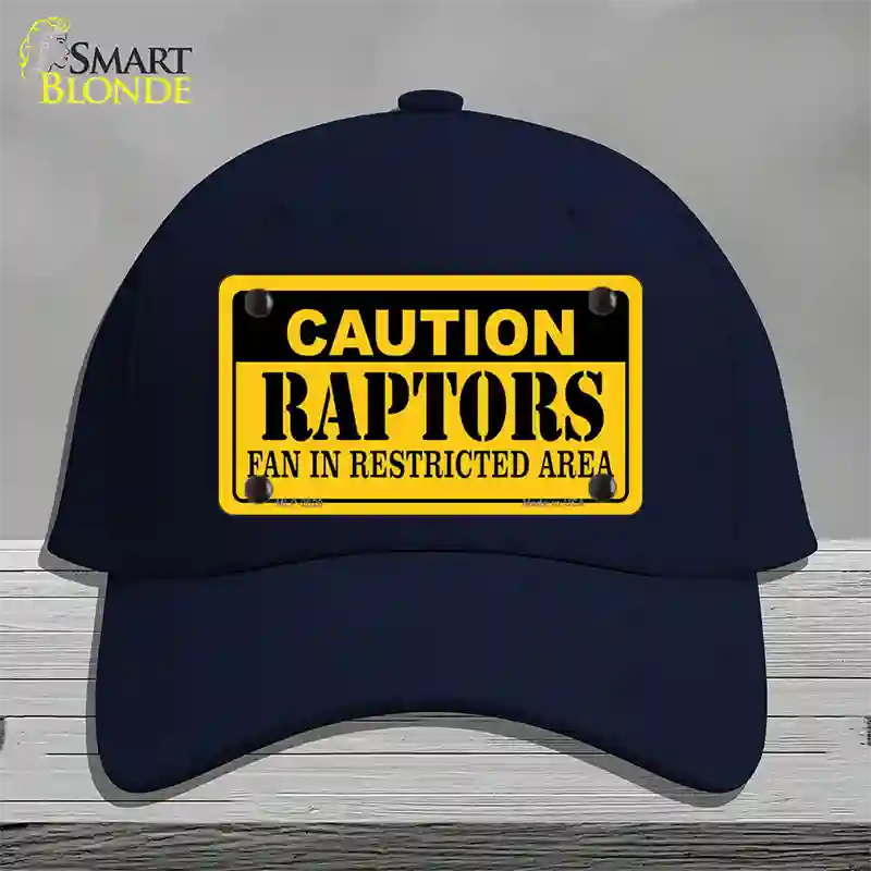 Caution Raptors Fan Novelty License Plate Hat Cotton / Navy