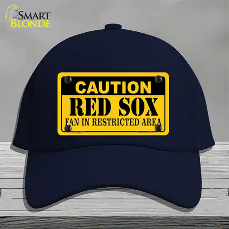 Caution Red Sox Fan Novelty License Plate Hat Cotton / Navy