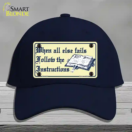 Follow Instructions Novelty License Plate Hat Cotton / Navy