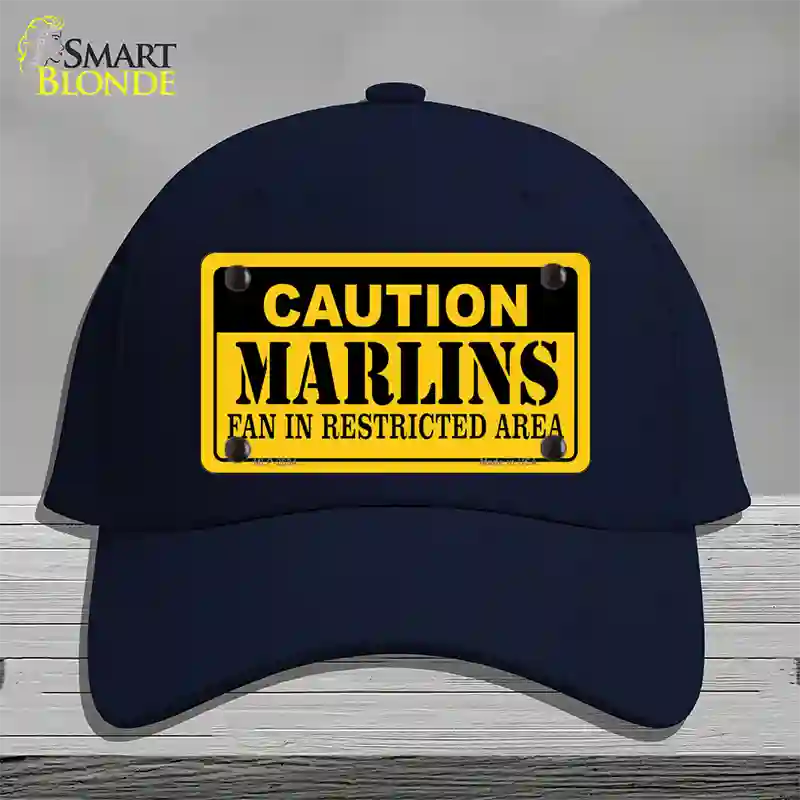 Caution Marlins Fan Novelty License Plate Hat Cotton / Navy