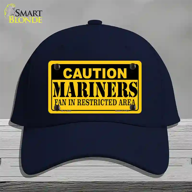 Caution Mariners Fan Novelty License Plate Hat Cotton / Navy