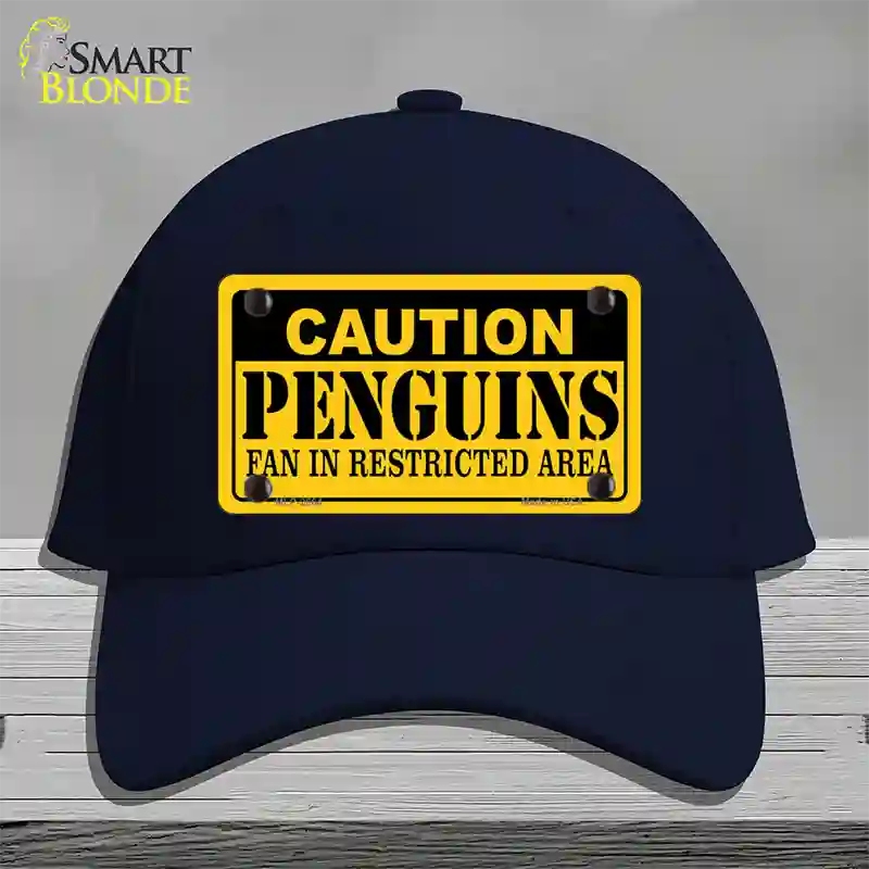 Caution Penguins Novelty License Plate Hat Cotton / Navy