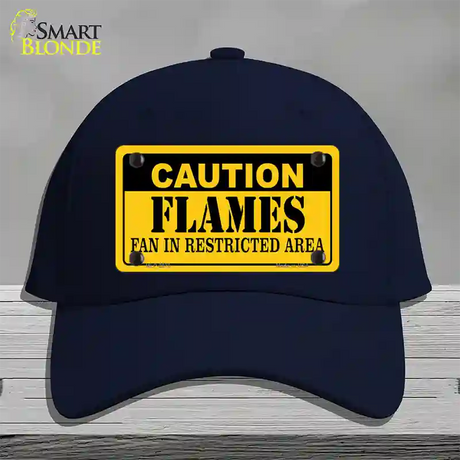 Caution Flames Novelty License Plate Hat Cotton / Navy