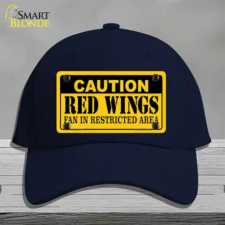 Caution Red Wings Novelty License Plate Hat Cotton / Navy