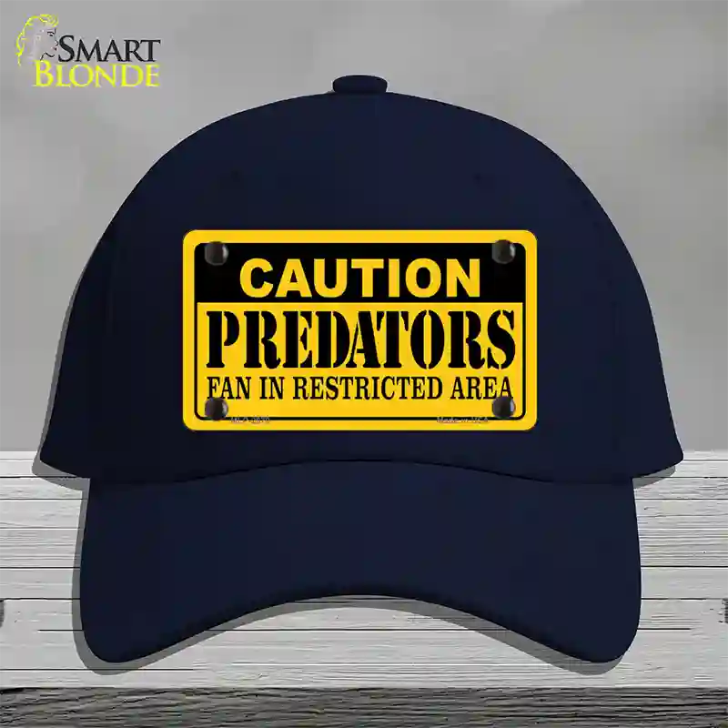 Caution Predators Novelty License Plate Hat Cotton / Navy