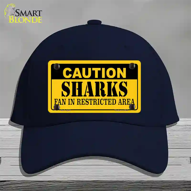 Caution Sharks Novelty License Plate Hat Cotton / Navy