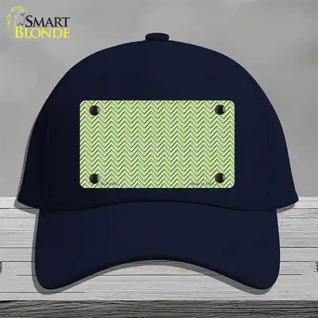 Lime Green White Chevron Novelty License Plate Hat Cotton / Navy