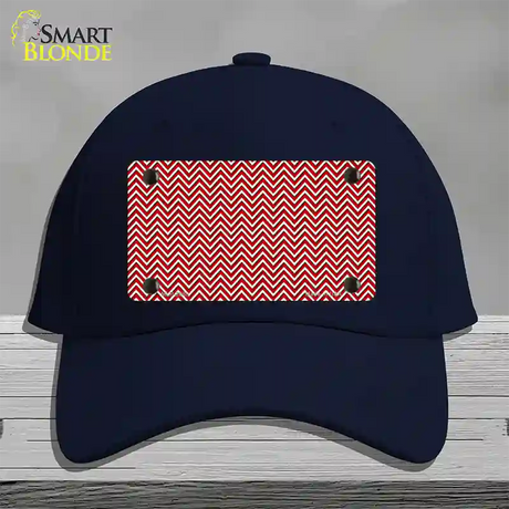 Red White Chevron Novelty License Plate Hat Cotton / Navy