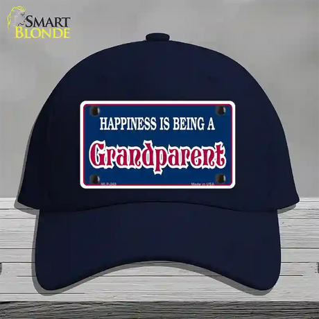 Happiness Being Grandparent Novelty License Plate Hat Cotton / Navy