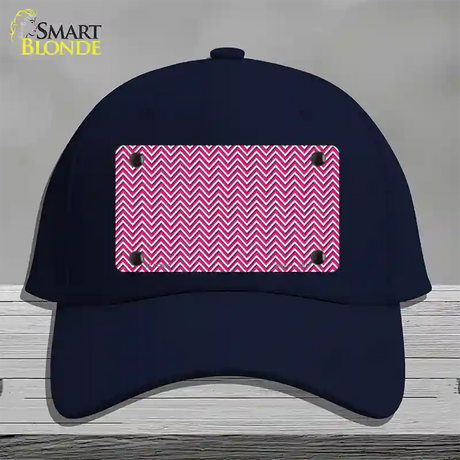 Pink White Chevron Novelty License Plate Hat Cotton / Navy