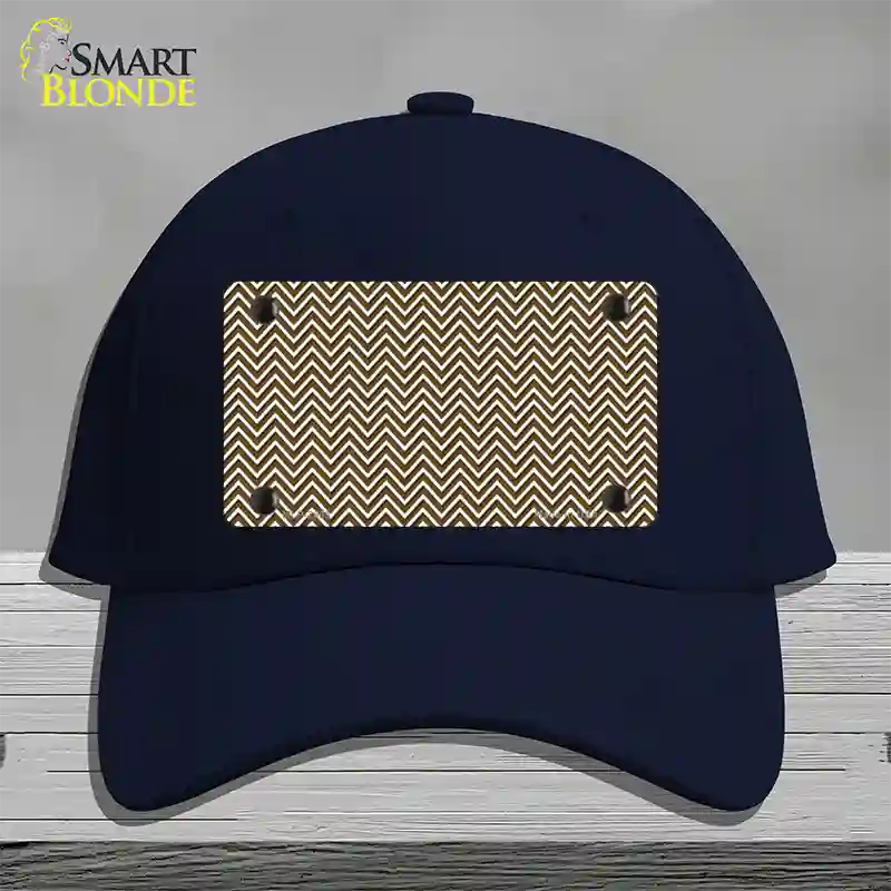 Brown White Chevron Novelty License Plate Hat Cotton / Navy