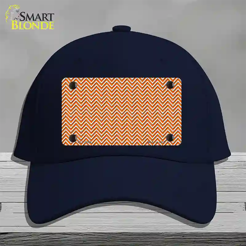 Orange White Chevron Novelty License Plate Hat Cotton / Navy